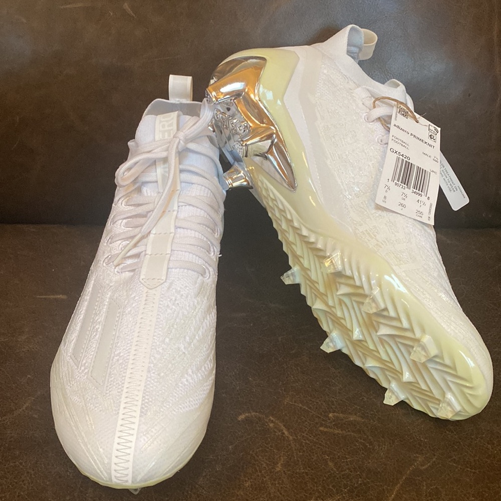 Adidas NEW Men’s Adizero Primeknit Football Cleats White Chrome GX5420 Size 8